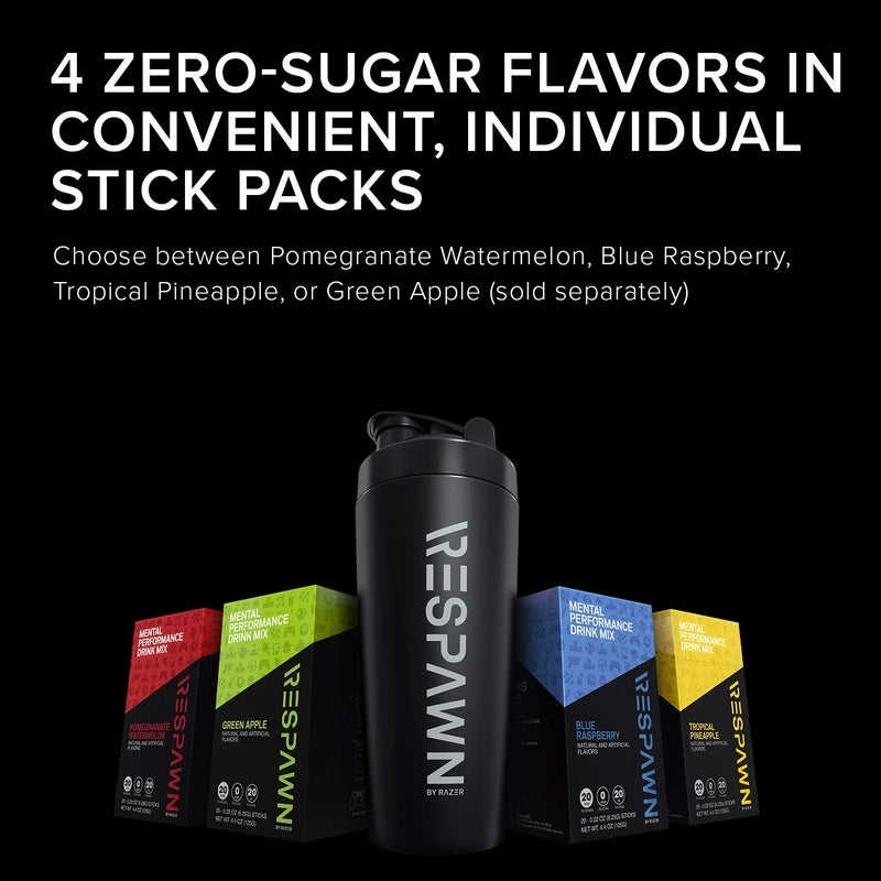 RESPAWN By Razer Stainless Steel Shaker - Black - Dual-Insulated Shaker Cup - Built-In Grate - Locking Cap - 20oz - Image 5